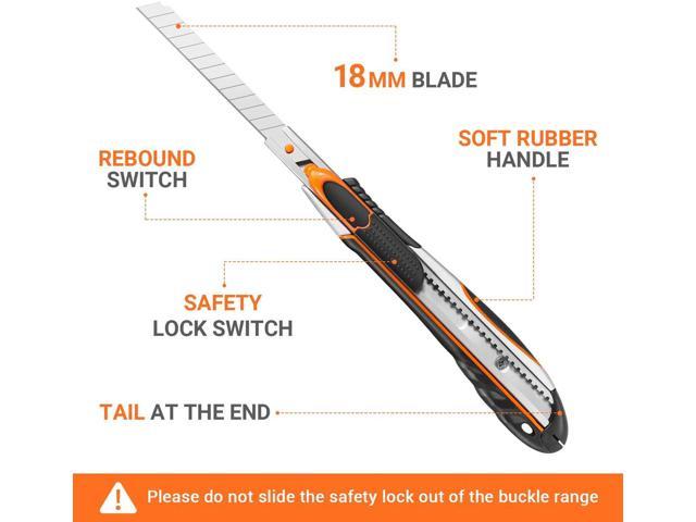 TACKLIFE Utility Knife Safety and Durable Knife with Industrial Grade Stainless Steel Blade 2-Knife Pack BCH01