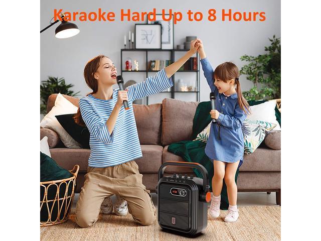 JYX Karaoke Machine with 2 Wireless Microphones for Adults HD Sound PA System Support TWS Portable Bluetooth Speaker with Shoulder Strap Bass&Treble for Party/Meeting AUX In Radio Rec