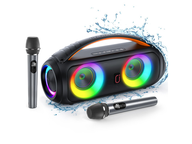 JYX Waterproof Bluetooth Speaker with Wireless Microphones, Portable ...