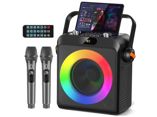 Karaoke Portatile HWWR Con 2 Microfoni Wireless | Bluetooth 5.3, 60W | Con Eco E Batteria 6000mAh