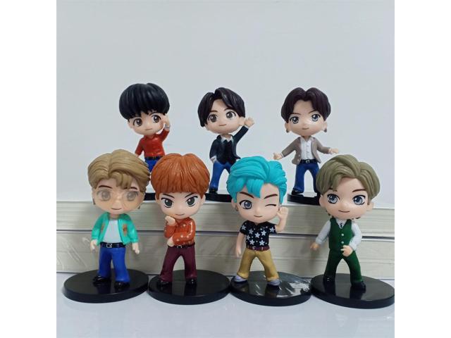 Bangtan Boys Groups 7Pcs/Set New Kpop RM Jin Suga JHope Jimin V Jungkook Doll Toys Action Figure Star Idol Cute ARMY Figurine Black