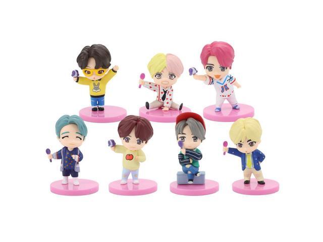 Bangtan Boys Groups 7Pcs/Set New Kpop RM Jin Suga JHope Jimin V Jungkook Doll Toys Action Figure Star Idol Cute ARMY Figurine Pink