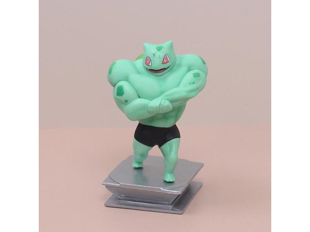 Pokemon Muscle Pikachu Gengar Psyduck Bulbasaur Charmander Squirtle Strong Kawaii Anime Action Figure Model Doll Toys Kids Gift Green