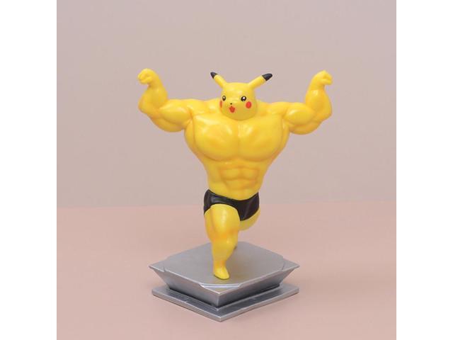 Pokemon Muscle Pikachu Gengar Psyduck Bulbasaur Charmander Squirtle Strong Kawaii Anime Action Figure Model Doll Toys Kids Gift Yellow