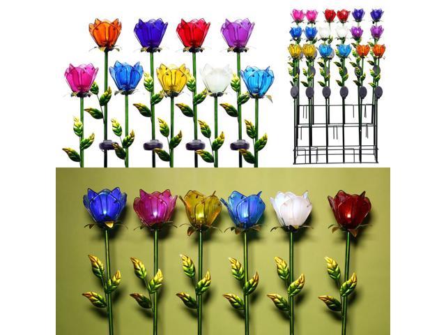 Alpine Multi-color Glass 33 in. H Tulip Petals Outdoor Garden Stake - Total Qty: 18