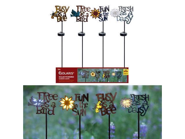 Alpine Assorted Glass/Metal 34 in. H Quote Solar Garden Stake - Total Qty: 8