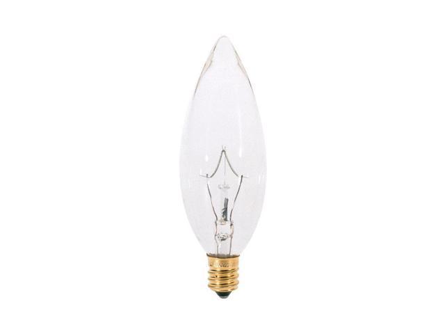 25 Pack S3275 40w Flame Tip Candelabra Base Clear Incandescent Light Bulb 