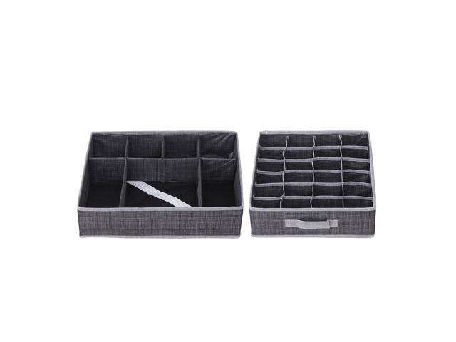 Elegant Home Fashions Drawer Organizer, Set of 2 Storage Box, Black/Grey