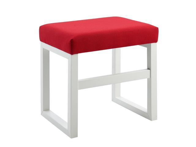 Teamson Home Kids Wooden Vanity Stool With Padded Seat Chair White/Red VNF-00034