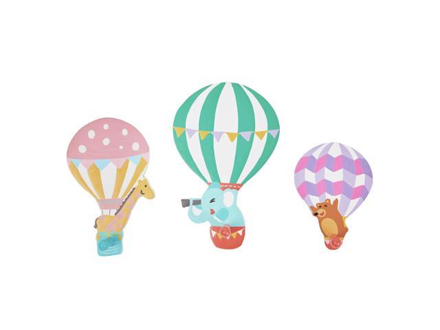 Fantasy Fields - Hot Air Balloon Set of 3 Wall Hook , Nursery Room Wall Mounted Décor , Animal , Pastel