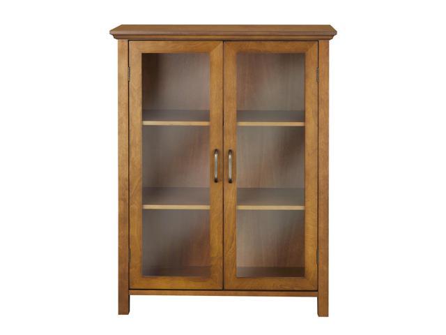 Teamson Home Wooden Bathroom Floor Cabinet 2 Doors Brown Oak ELG-542