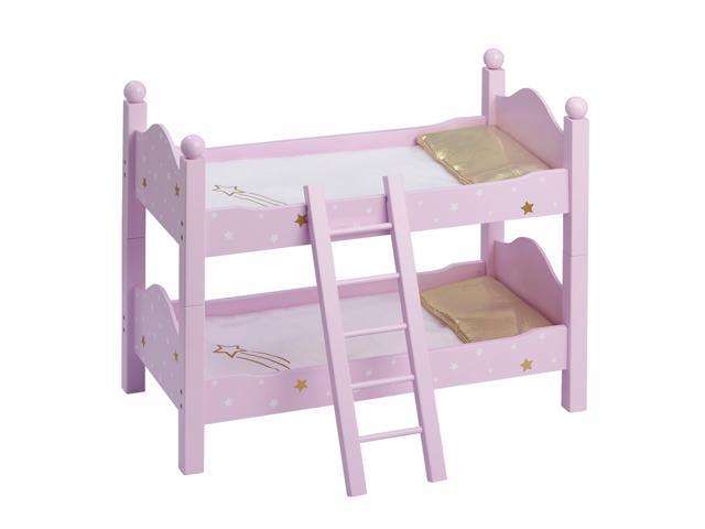 Olivia's Little World - Doll Furniture Bunk Beds for 18 Inch Dolls, 18 In Doll Furniture, Stackable Wooden Bunk Bed for American Girl Doll, Polka Dots Princess Baby Alive Bedroom Set - Purple/White