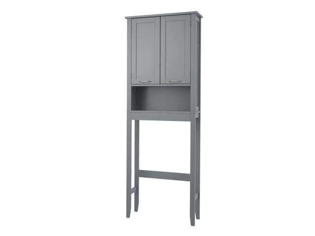 Elegant Home Fashions Wooden Over Toilet Cabinet & Open Shelf Grey EHF-F0016