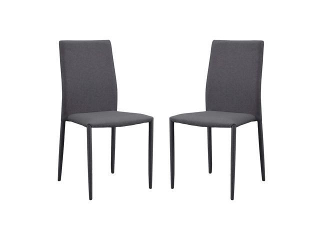 Versanora Noah Stackable Grey Fabric Covered Dining Chair with Metal Legs Sets of 2, Light Gray