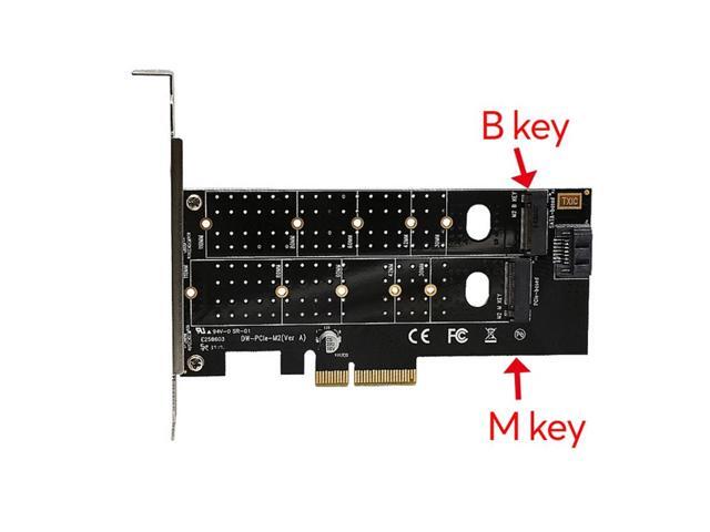Dual M.2 to PCIe Adapter, M.2 NVMe SSD to PCIe Adapter & NGFF (B+M Key) SSD to SATA Controller Expansion Card for 1x NVMe SSD and 1x NGFF (SATA Based) SSD