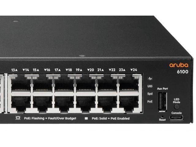HPE Aruba 6100 24G Class4 PoE 4SFP+ - switch - 28 ports - managed - rack-mountable JL677A