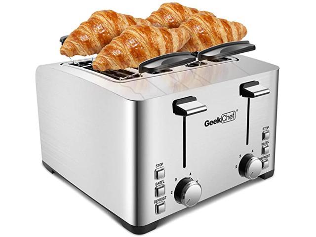 Compact Toaster Stainless Steel Extra Wide Slot Bread Oven w/ Lift Level Bagel 