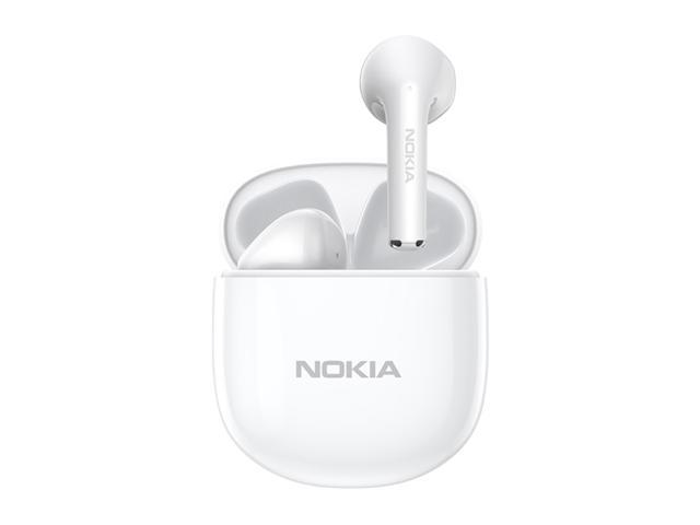 Nokia E3110 TWS Wireless Earphones Bluetooth 5.1 Headphones Noise Reduction Bass Touch Control Headset Waterproof Sports Earbuds Long Standby with Mic (White)