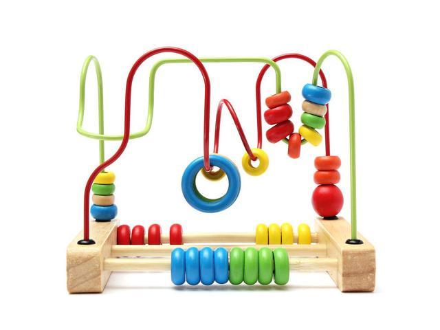 Brain Game Abacus Toddler Toys Pine Stand Funny Early Education Ten Beads Wooden 