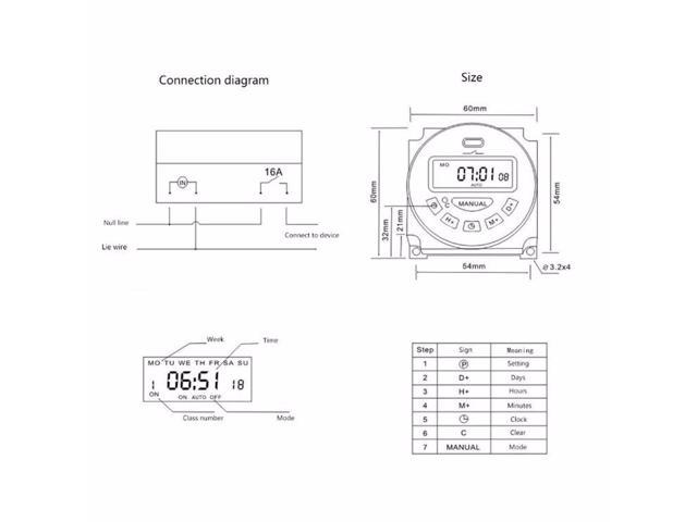 Excellway L701 12v/110v/220v Lcd Digital Programmable Control Power Timer  Switch Time Relay