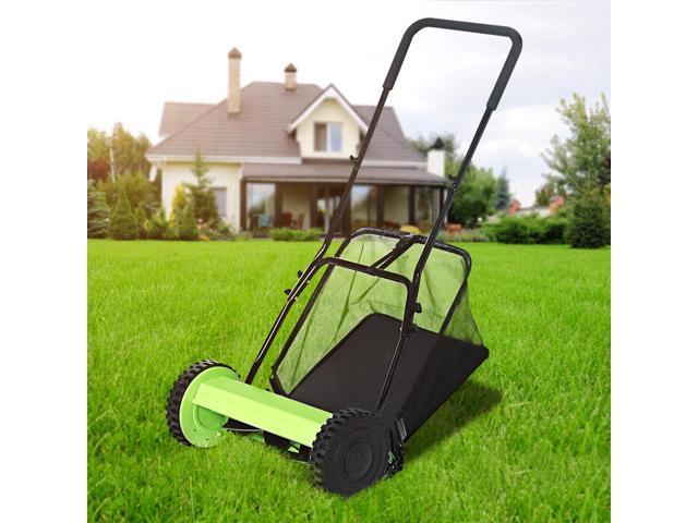 Push Lawn Mower Manual Reel Lawnmower Grass Catch Garden Tool