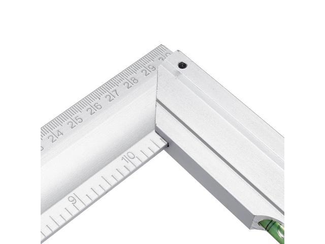300mm 90 Degree Angle Ruler Aluminum Alloy Square Marking Gauge Protractor  Carpenter Measuring Tools Metric British with Bubble Level Metric 