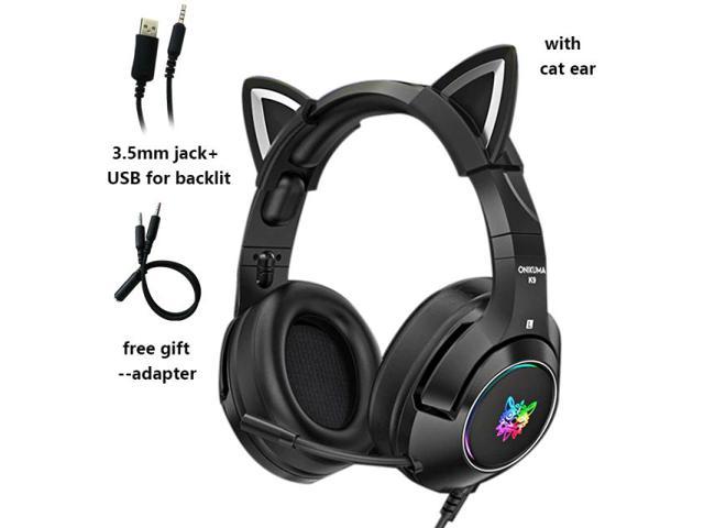 black cat ear gaming headset