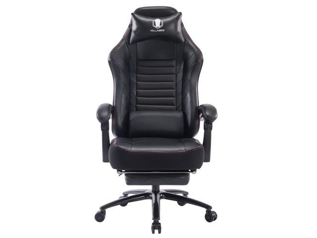 KILLABEE Big and Tall 400lb Massage Memory Foam Gaming Chair - Adjustable Tilt, Back Angle and Flip-Up Arms,High-Back Leather Racing Executive Computer Desk Office Chair, Metal Base