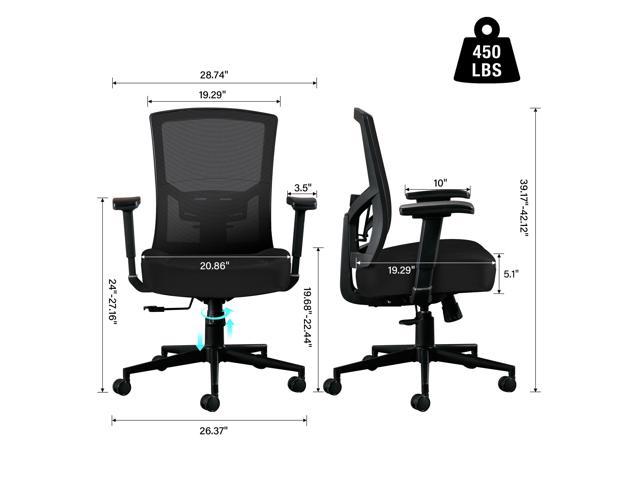 FANTASYLAB Big and Tall Office Chair 450lbs Ergonomic Computer Desk ...