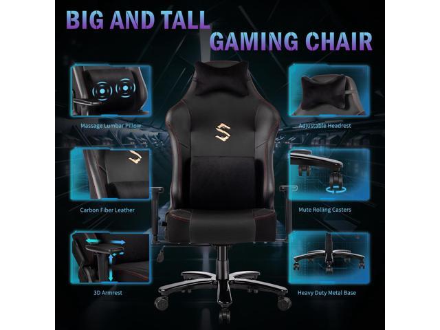 FANTASYLAB Big and Tall 400lb Massage Memory Foam Gaming Chair ...