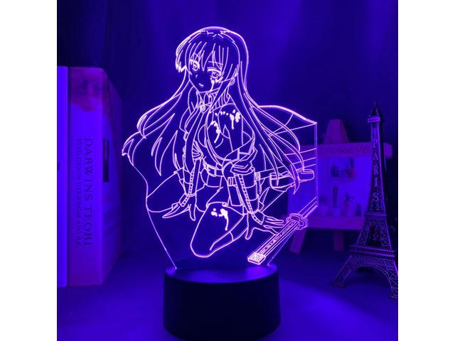 Acrylic Led Night Anime Akame Ga Kill Akame Sitting 3D Lamp Bedroom Decor Gift 