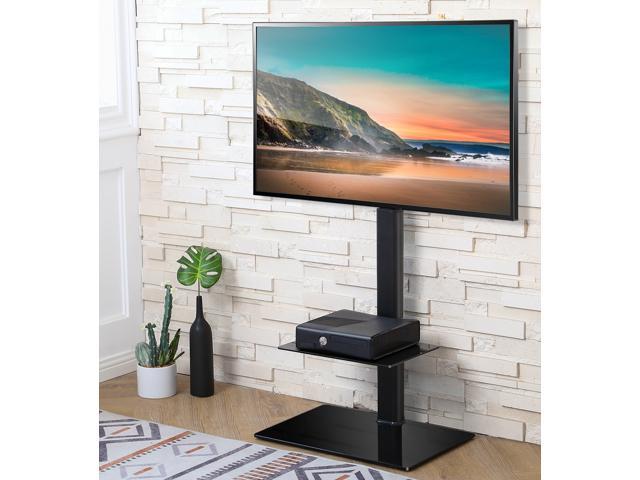 Hight Angle AdjustableMetal Frame Floor TV Stand LCD TV Bracket W/2 Shelves 