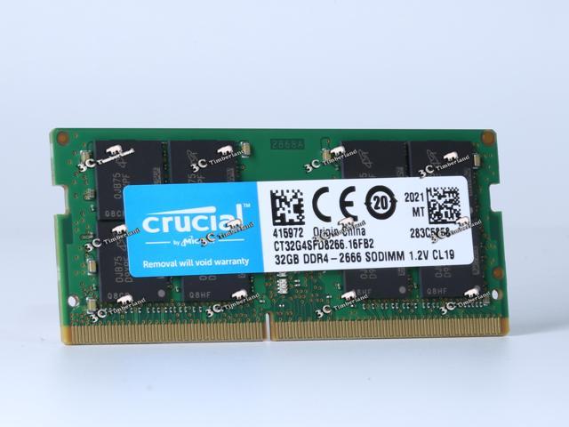 Crucial 32GB Single DDR4 2666 MT/s CL19 SODIMM 260-Pin Memory -  CT32G4SFD8266