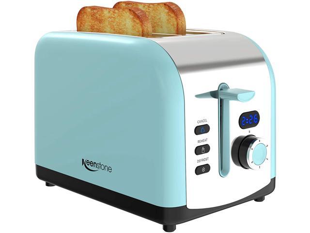 SACVON Stainless Steel Retro Toasters with Big Timer Toaster 4 Slice Long Slot Red Removable Crumbs Tray 