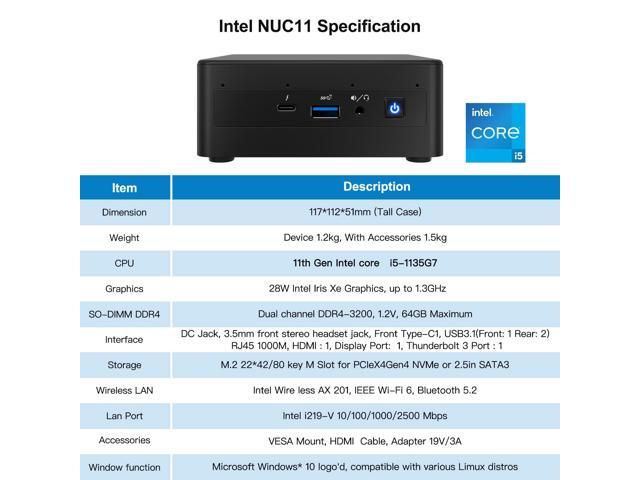 インテル NUC 第 11 世代 Core プロセッサー・ファミリー搭載 NUC キット NUC11PAHi5 RNUC11PAHi5000 - 1