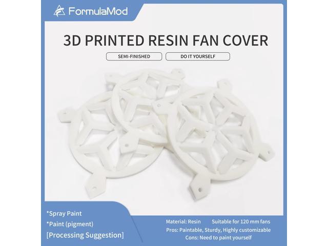 FormulaMod 3D Printed Semi-finished Fan Cover, Spray Paint By Yourself, Resin Material, Durable, Suitable For 12cm Fans, One Set 3 Pcs
