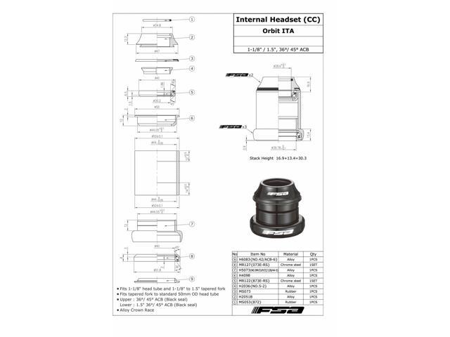 FSA Orbit ITA 1-1/8Inches to 1.5Inches Tapered Headset withTop Cap