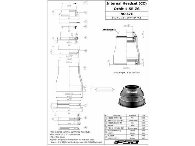 FSA No.57E Orbit 1.5E ZS 1-1/8