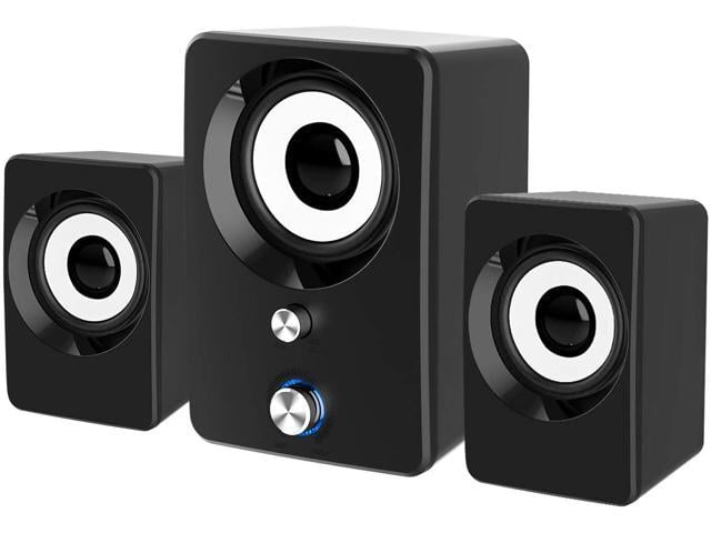 Computer Speakers 2.1 Subwoofer, MARBOO 3.5mm Jack PC Speakers Wired with Subwoofer, USB Powered Multimedia 2.1 Channel for Desktop, Windows, Laptop, Tablets, Smartphone, PC, Gaming Black