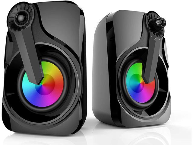 Computer Speakers, MARBOO PC Speakers USB Powered 3.5mm Multimedia with RGB Light for Laptop, PC, Smartphone, TV (Colorful Speakers)