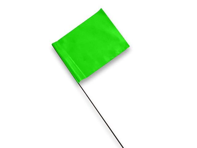 100-Pack Markers 4 X 5-Inch On 15-Inch Steel Wire Green Color Marking Flags 