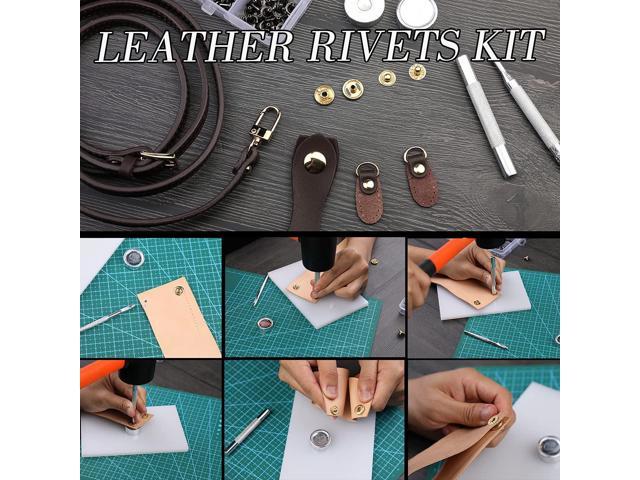 328Pcs Leather Tooling Kit, Leather Kit with Manual, Leather Working Tools  and Supplies, Leather Stamp Tools, Stitching Groover and Rivets Kit  Suitable for Beginners to Professionals 