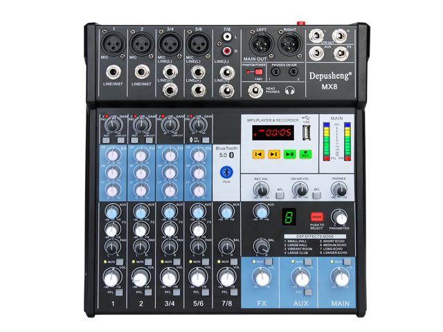 12 Channel Professional Analogue Mic Line Audio Mixer Console Phantom Power with Digital USB Bluetooth MP3 Computer Input 