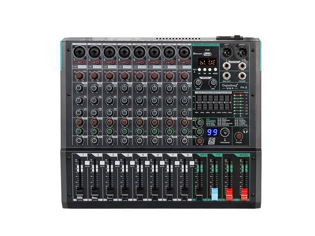 Professional 6 Channel Bluetooth USB Audio Mixer Mixing Console with 2 Handheld Wireless Microphone for Home Studio Recording DJ Network Live Karaoke Depusheng GM6X 