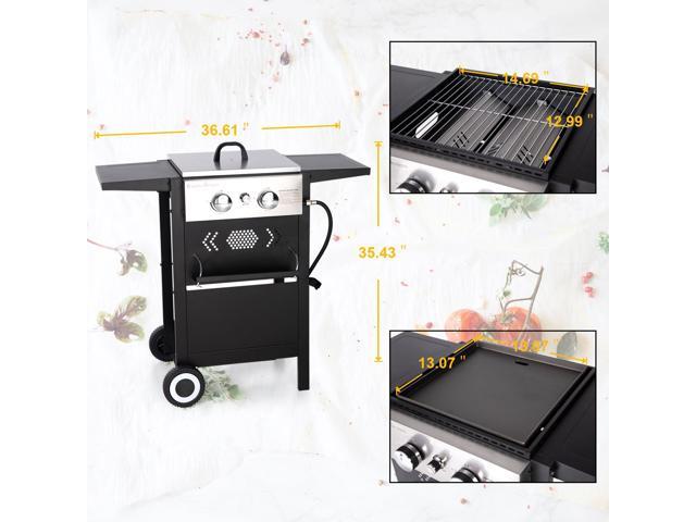 Captiva Designs 2 In 1 Patio Gas Griddle Grill 20000 Btu With 2 Burners For 3 4 Persons 5327