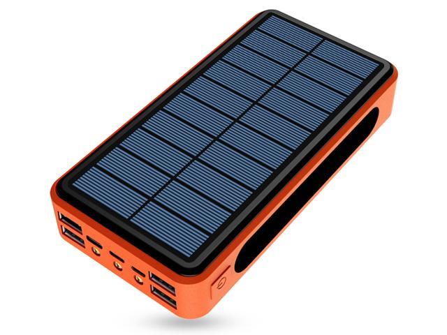 Lurkwolfer Solar Power Bank 26800mAh, Solar Charger Fast Charge 3.0A Qi Portable Charger External Battery with 4 Outputs & LED Flashlight Phone Chargers for Phone, Tablet and Camping Outdoors