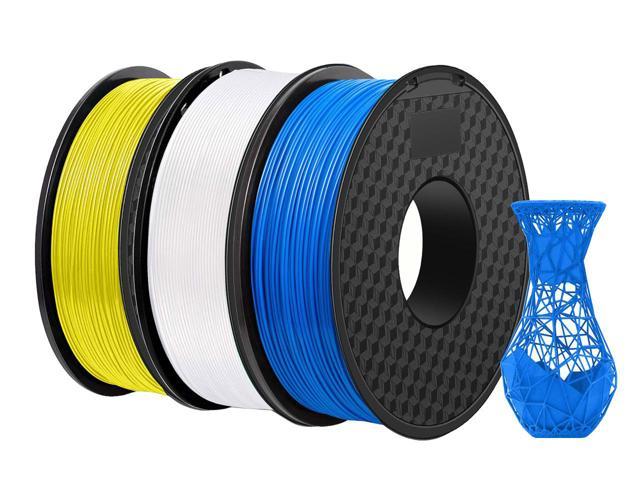 3 Packs of 1.75 mm Consumables for PLA 3D Printers for 3D Printers, Dimensional Accuracy +/- 0.03 mm, 1KG Spool(2.2lbs) x3, (Blue+white+yellow-3 pieces)