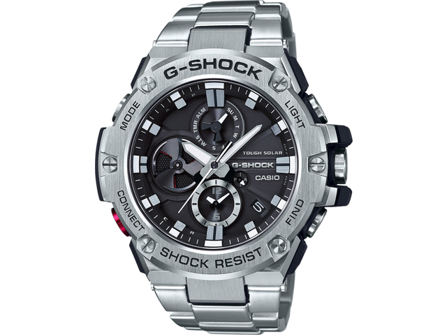 Casio Men's 'G-Steel by G-Shock' Quartz Solar Bluetooth Connected Resin Dress Watch, Color: Black (Model: GST-B100D-1ACR) Smart Watch