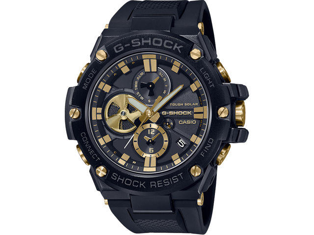 Casio G-Shock GSTB100GC G-STEEL Analog Chrono Black/Gold  Bluetooth Solar powered Watch GSTB100GC-1A