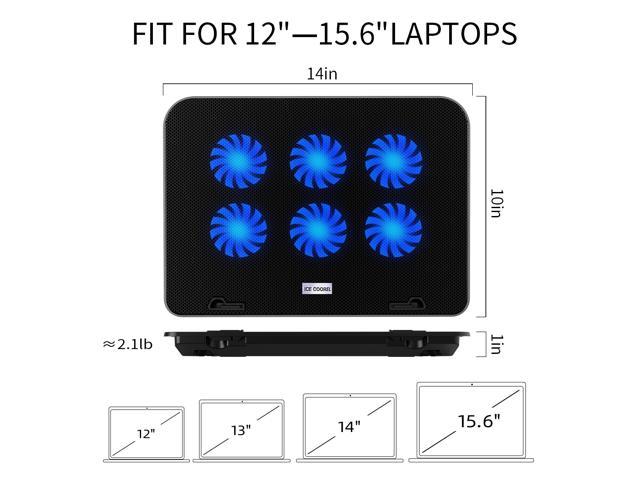 ICE COOREL Laptop Cooling Pad with 6 Cooling Fans Laptop Cooler Stand with 6 Height Adjustable Laptop Fan Cooling Pad for 12-17 Inch,Two USB 2.0 Port The Wind Speed Adjustable 2022 Version 